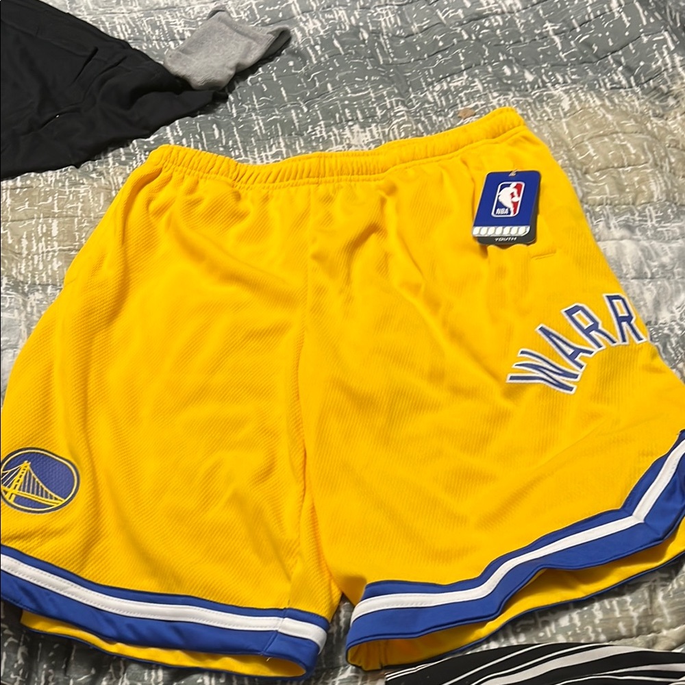 NBA Warriors Kids Shorts - Yellow and Blue